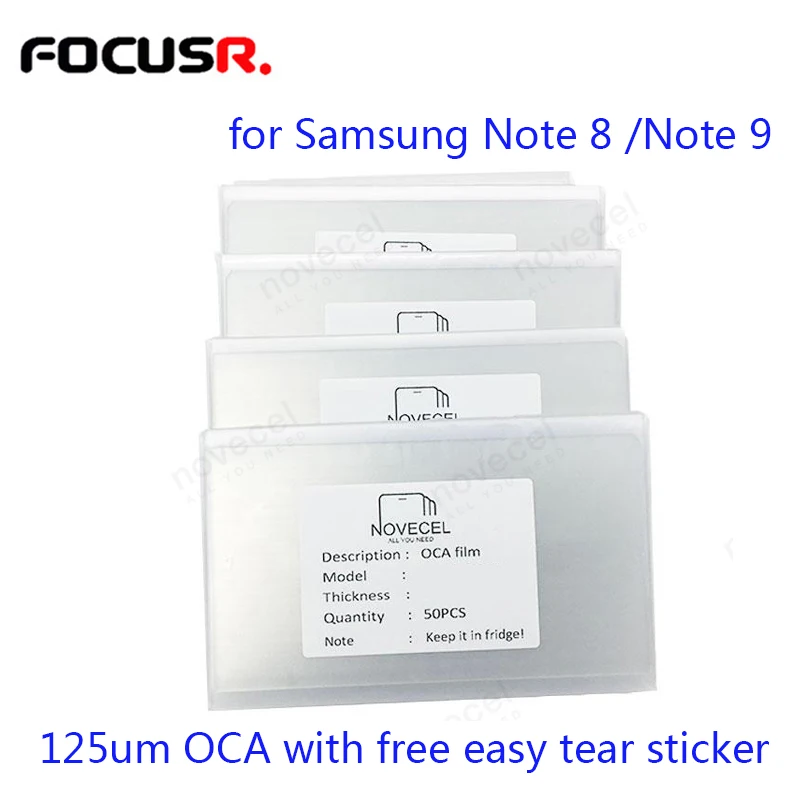 125um OCA بصري واضح لاصق لسامسونج Note8 Note9 OCA الغراء اللمس زجاج عدسة فيلم الهاتف المحمول الهاتف المحمول ملصقات