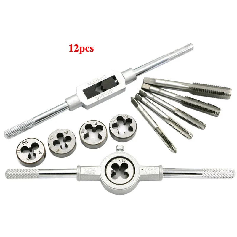 Buy 12 pcs Metric Handle Taps Dies Sets Kits Screw