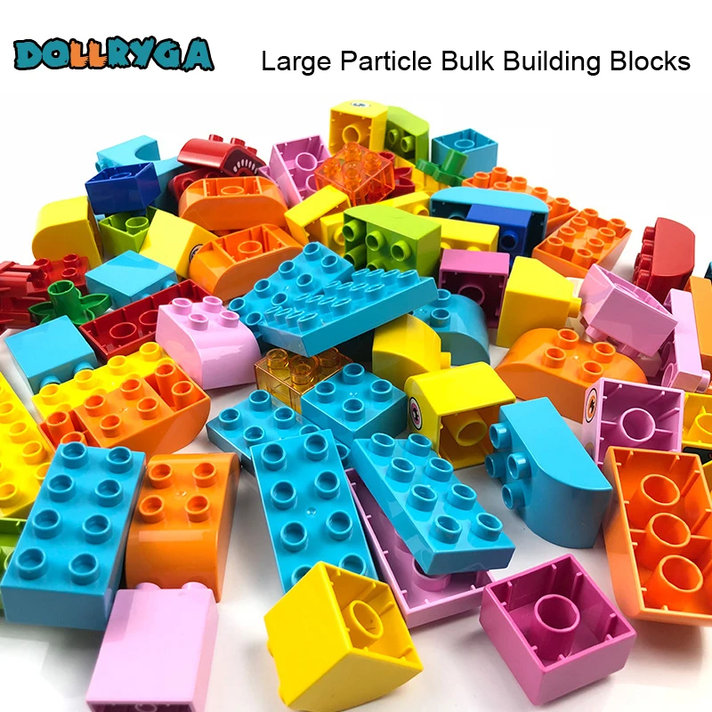 

DOLLRYGA Big Bricks Part 'lote DIY Bulk Building Blocks Compatible Duplo Little Man Toy Birthday Girl Gift Mixed Colors 75pcs