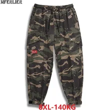 Осенние мужские камуфляжные брюки высокого уличного размера плюс большие 7XL 8XL зимние мужские модные брюки свободные брюки с эластичной талией армейский зеленый 50