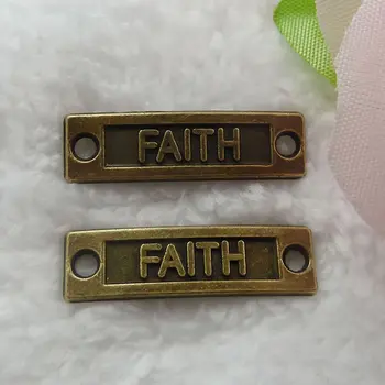 

112 pieces antique bronze FAITH connector 35x10mm #086