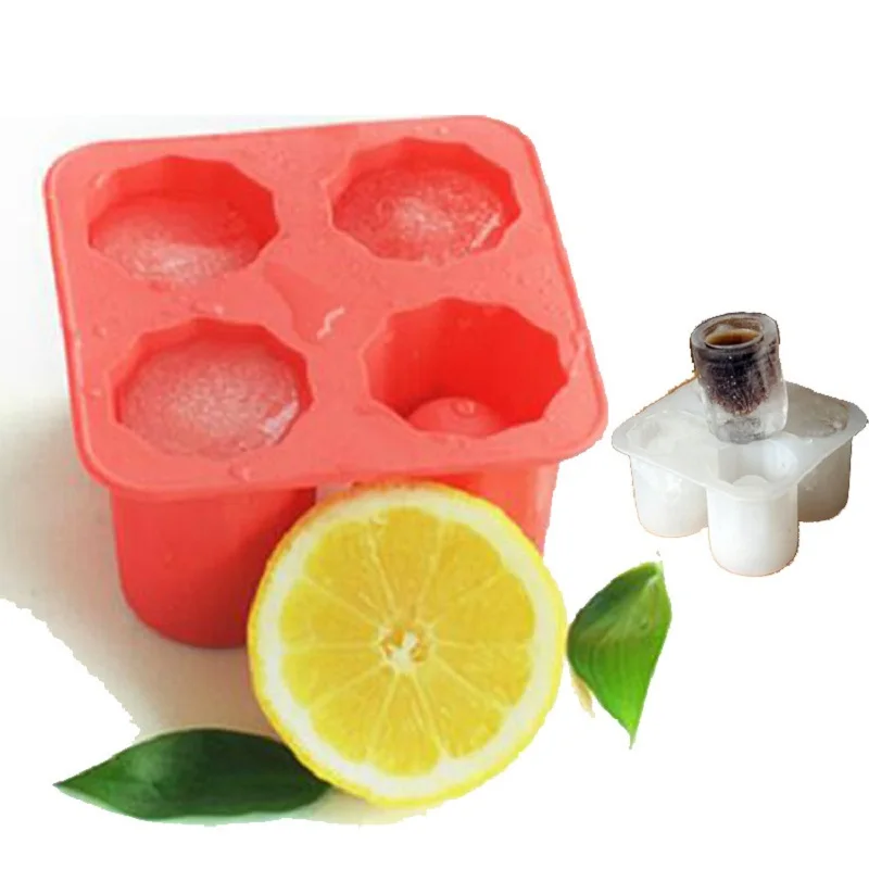 101*101*55mm 4 Cups Square Ice Cube Shot Glass Tray Silicone Mold Cool