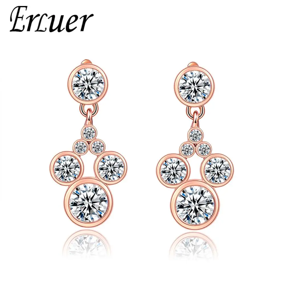 

ERLUER charm Dangle Earrings for women Crystal Mickey fasion jewellery Girl rose gold zircon summer earring jewelry accessories