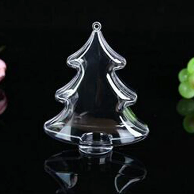 DIY Christmas Tree Shape Transparent Christmas Ornament Clear Plastic