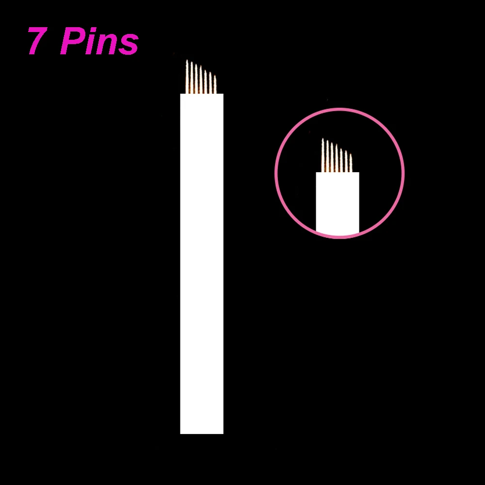 

100 Pcs 7 Flex Lamina Agulhas Tebori Microblading Needles Pins Tattoo Needle Blade for Manual Eyebrow Pen Pernement Makeup