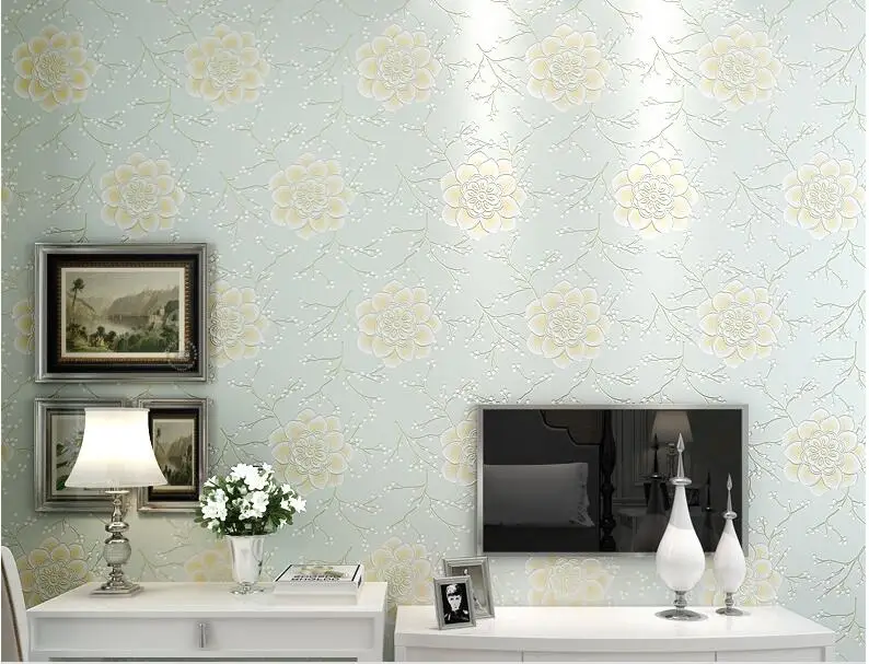 Waliicorners wallpaper High-grade flocking embossed non-woven wallpaper thickened cozy romantic wedding room background wallpaper 10 QQ20180115231304