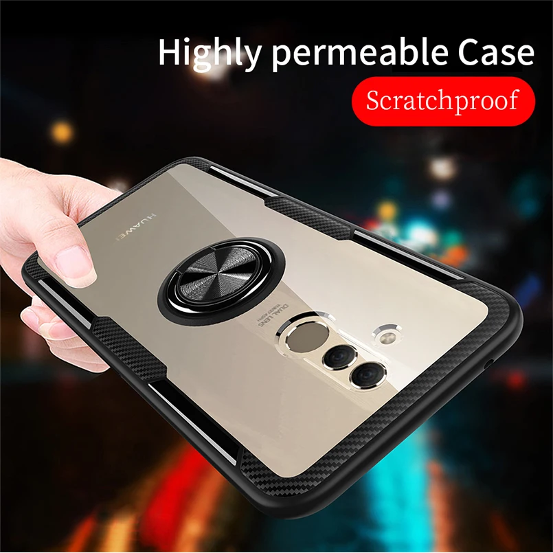 

Magnetic Ring Bracket Case For Huawei P20 Lite Cases Metal Rotating Finger Ring TPU Clear Cover For Huawei Mate 20 Pro