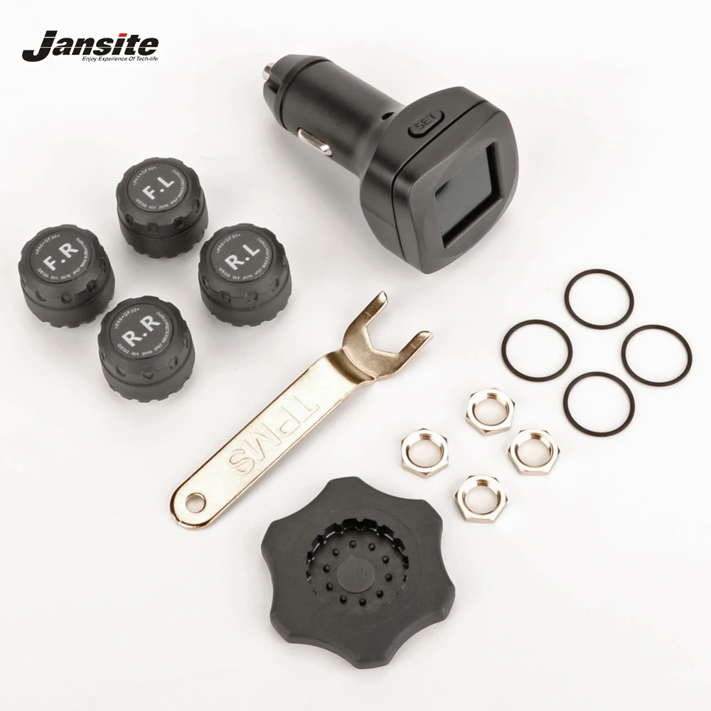 

Jansite Car TPMS Cigarette Lighter Tire Pressure Alarm Monitor System Display Solar charging Auto Security Alarm system for SUV