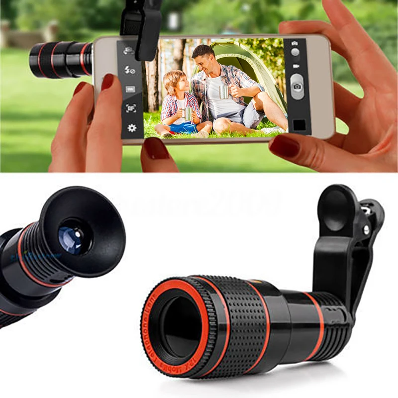 

HD 12X Magnification Optical Zoomable Camera Telescope Lens with Clip Universal For Smart Phones for iphone Plug and Play