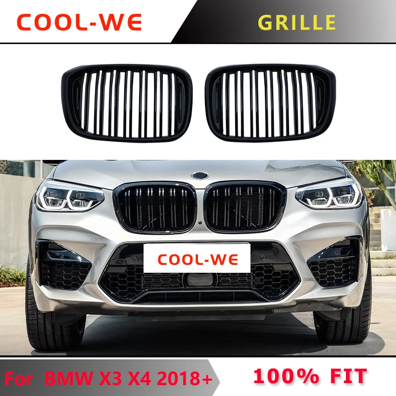 2-планка ABS черный глянец Передняя гоночная решетка для BMW X3 G01 X4 G02 G08