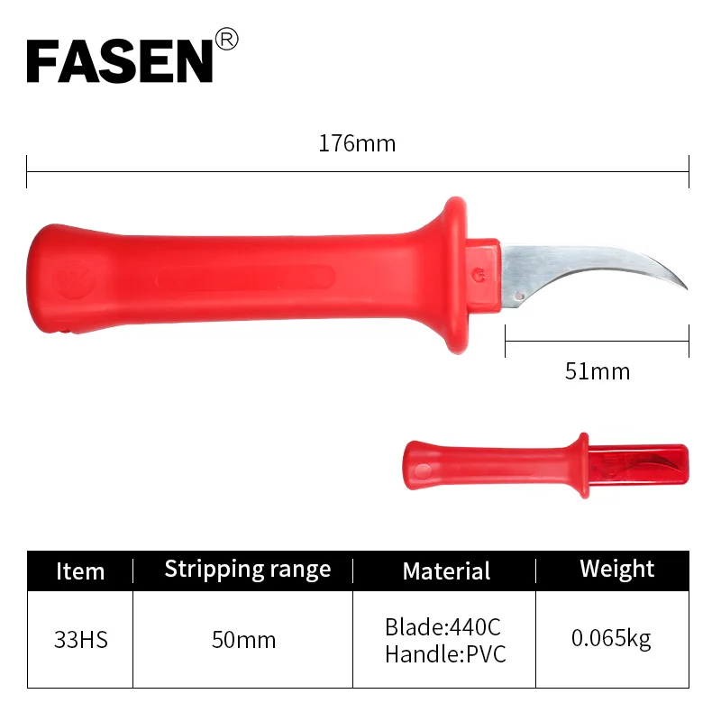 31HS нож для снятия изоляции зачистки проводов Электрический Нож запатентованный крюк фиксированное лезвие для Инструмент электрика - Цвет: 33HS