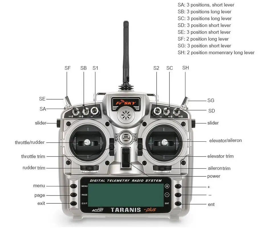 

FrSky Taranis X9D Plus 2.4G ACCST Transmitter Remote Control Mode 2 Without X8R Receiver