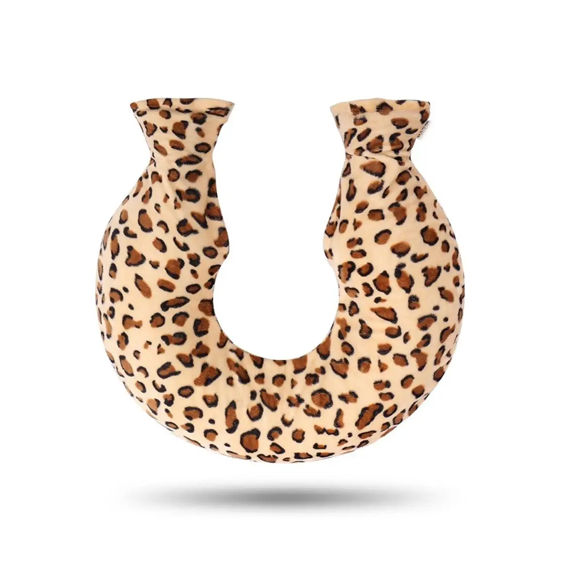 U-образная Шейная Подушка грелка из ПВХ и полиэстера, грелка для воды, грелка для шеи с мягким чехлом - Цвет: Leopard
