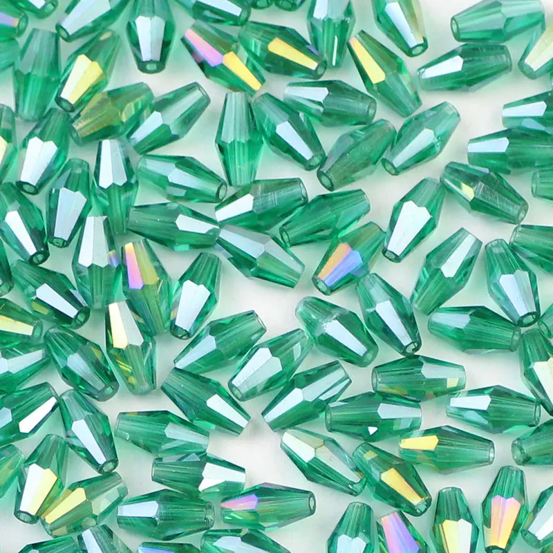 BTFBES длинные Биконусы граненые Австрийские кристаллы разделительные бусины 100 шт 4*8 мм Высокое качество стекло ручной работы для изготовления ювелирных браслетов своими руками - Цвет: Malachitegreen
