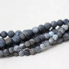 AAA + Dull Polonês Intemperismo Agat Preto Pedra Redonda Contas Loose Para jóias Fazendo 6/8/10/ 12mm Pulseira DIY Strand 15''