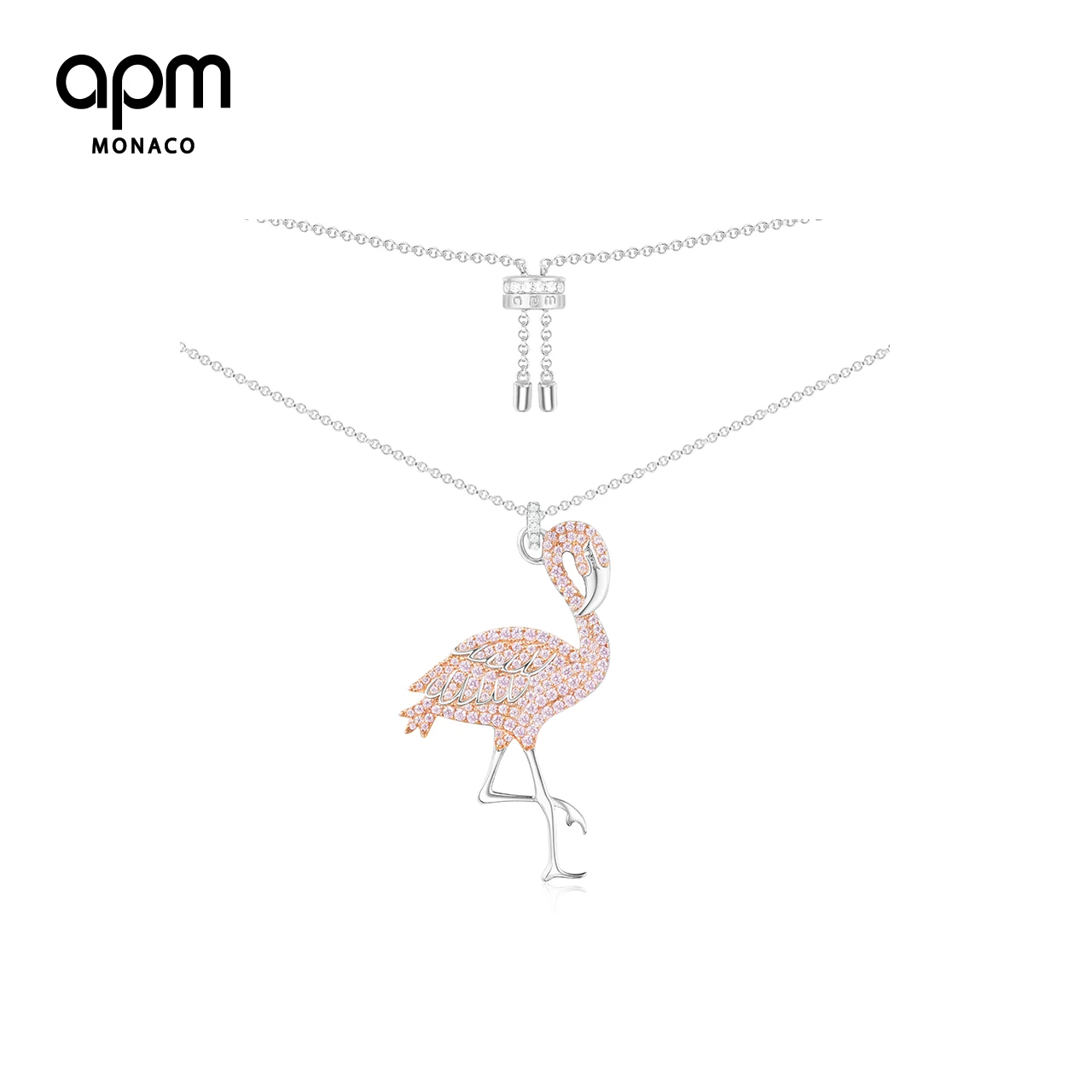 APM Monaco Genuine AC3922XORW Flamingo Pendant Pink Necklace Woman