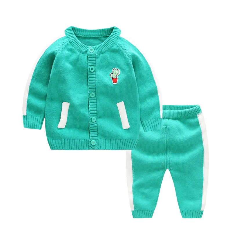 Повседневный комплект одежды для новорожденных мальчиков и девочек, вязаная куртка + свитер, штаны, Весенний костюм, одежда для малышей, 2019