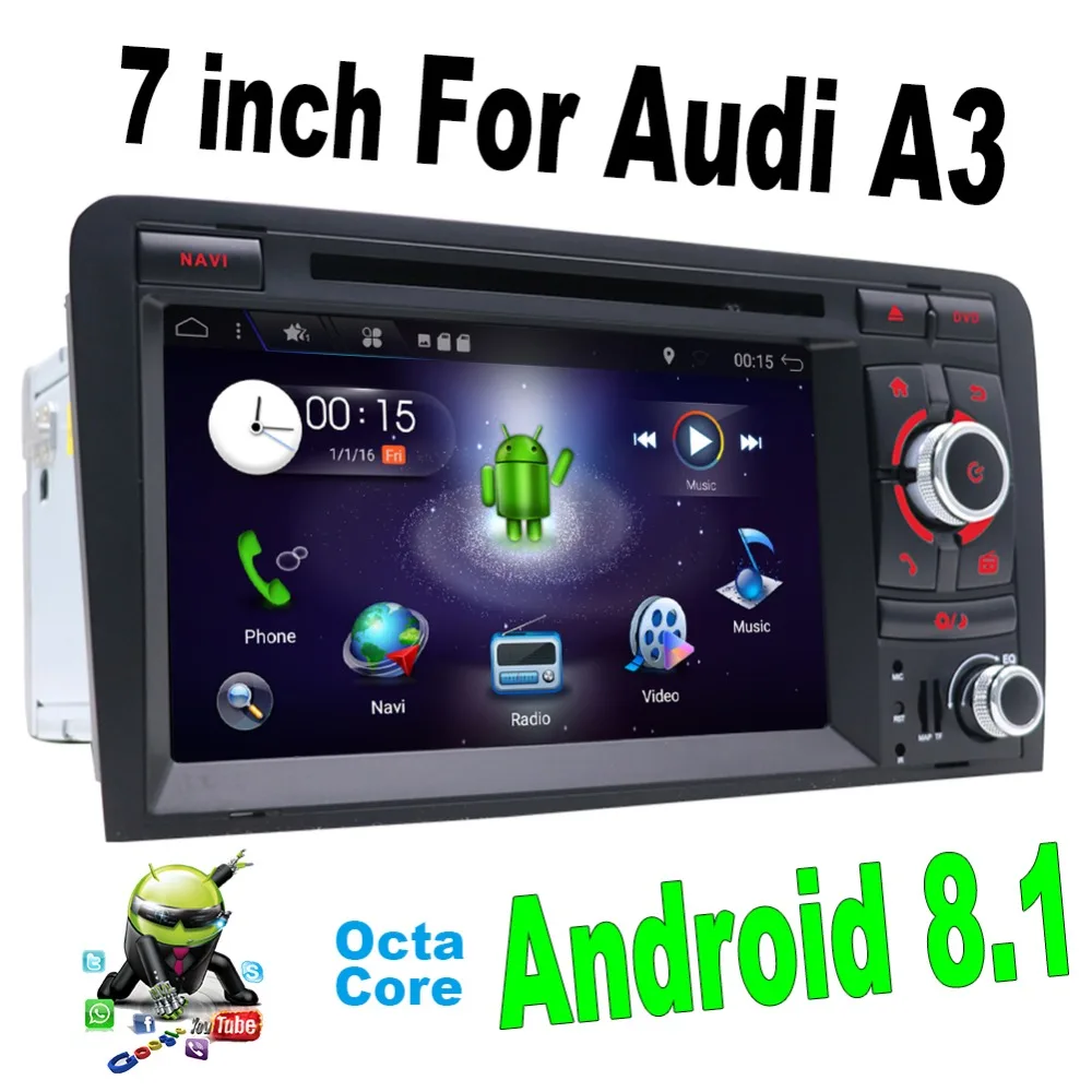 

Bosion 7 inch HD 2 Din Android 8.1 Octa Core Car Radio Stereo DVD Player Multimedia Navigation GPS For Audi A3 2003-2011