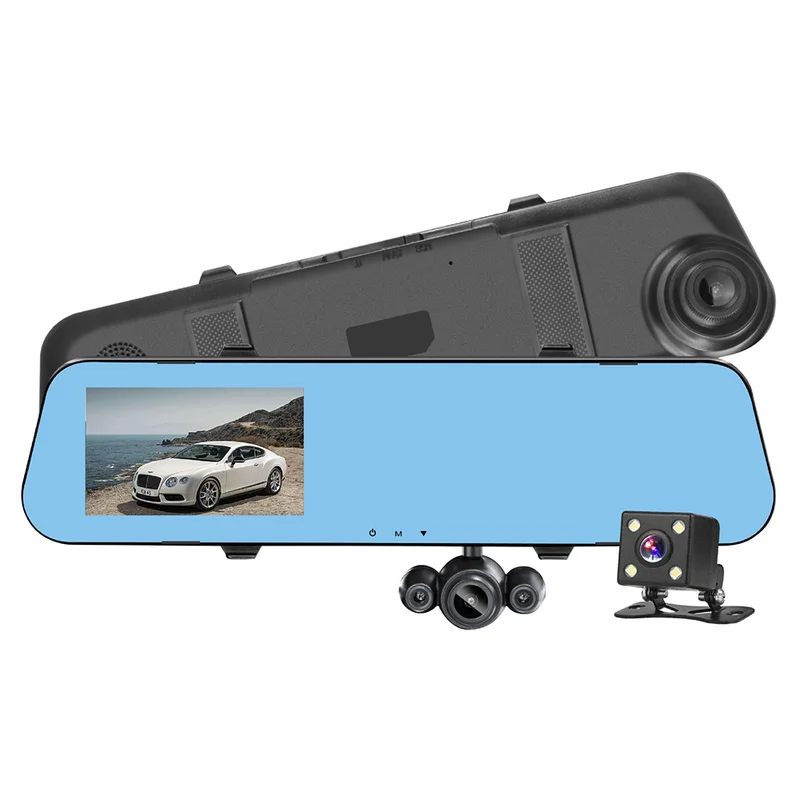 

Car DVR 360 Super Degree Wide-angle Three Video Recorder on The Rearview Mirror 4.0 Inch LCD Monitor Car Rearview Mirror