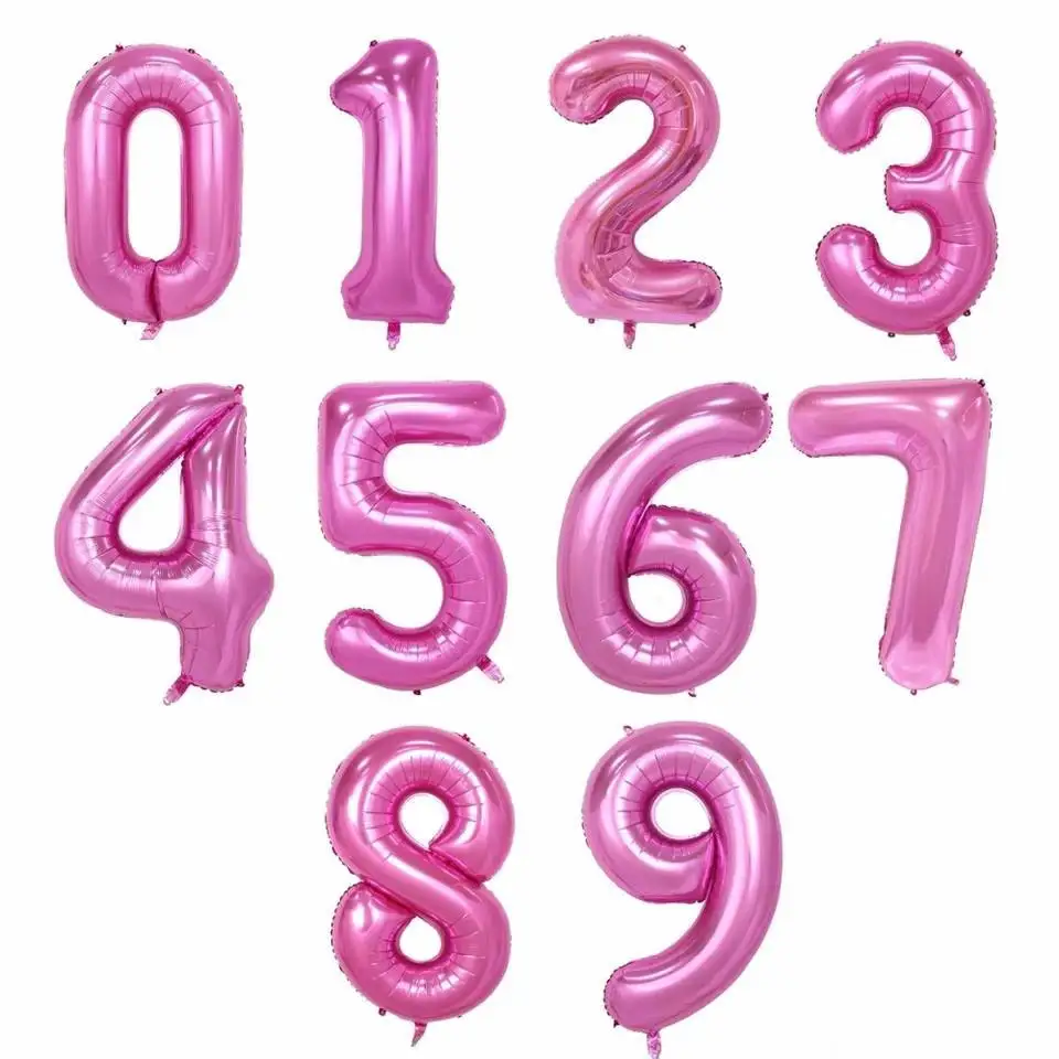 2 шт. 32/40 дюймов розовое золото номер фольги гелиевые воздушные шары 18 25 30 50 лет для взрослых день рождения цифры балон украшения детей - Цвет: Pink