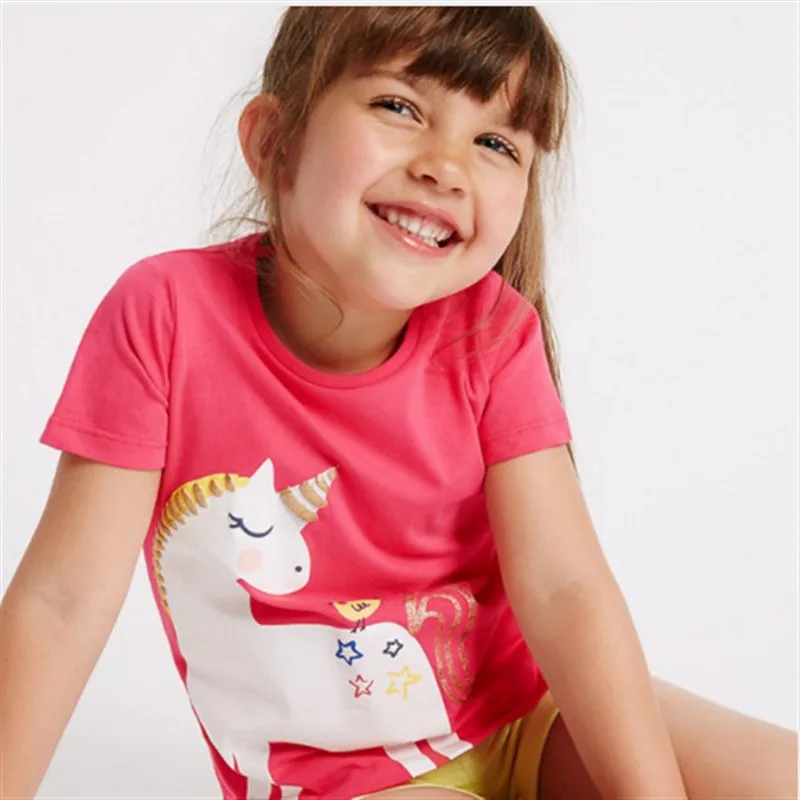 

jumping meters new baby girls cartoon t shirts with printed a lovely horse kids short sleeves summer t shirt hot selling t shirt