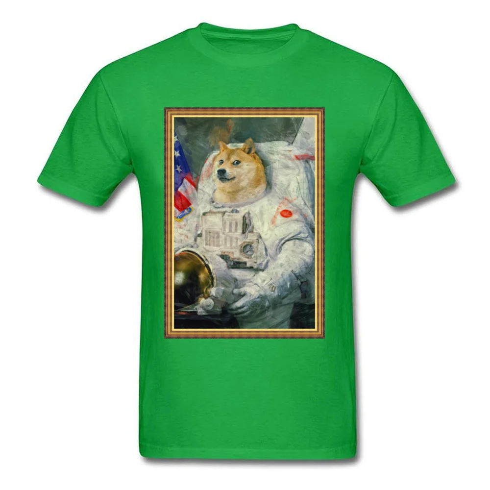 Party Astronaut Doge Men's Top T-shirts On Sale Thanksgiving Day Short Sleeve O Neck Cotton Tops Shirts Design Clothing Shirt Astronaut Doge green
