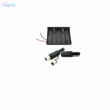 50Pcs 5xAA Battery Case Holder Socket Wire Junction Boxes With 15cm Wires, 5.5/2.1 DC Plug