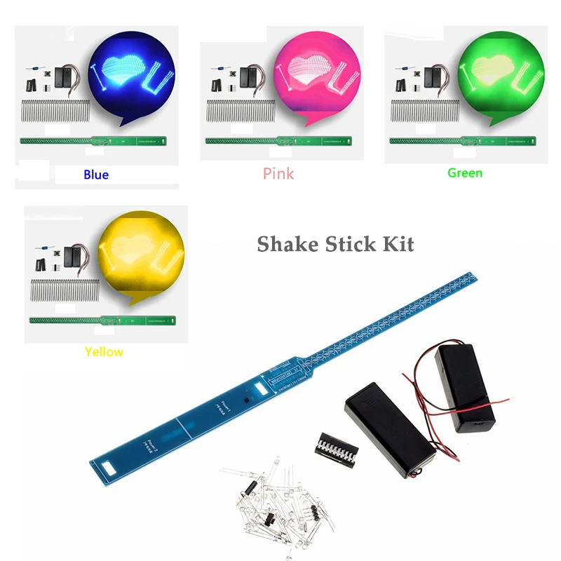 

4 Colors updated STC11F DIY 32 Bit LED Shake Stick Parts Kit Support edit character With TTL Serial Port Acrylic shell in stock