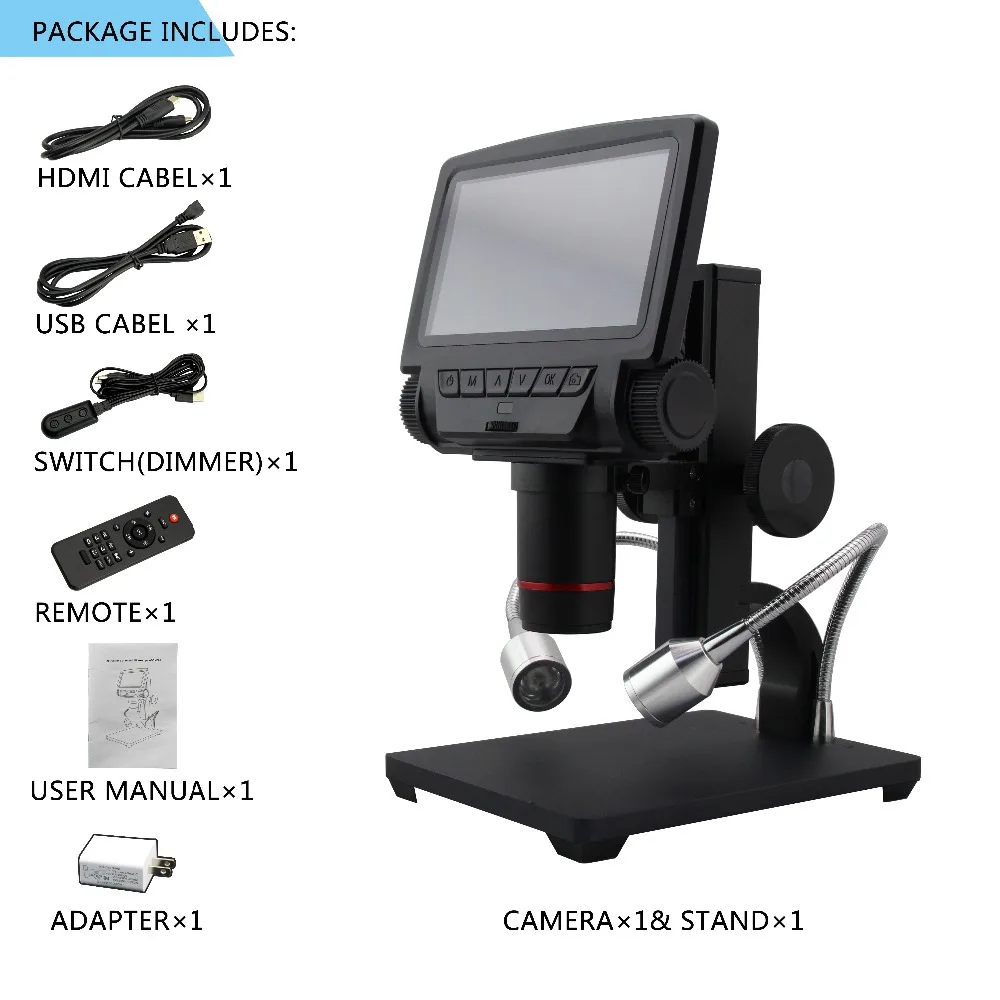 

New USB microscope Digital Microscope Video Camera Dental Lab Equipment Camera Video microscope with 5 inch display