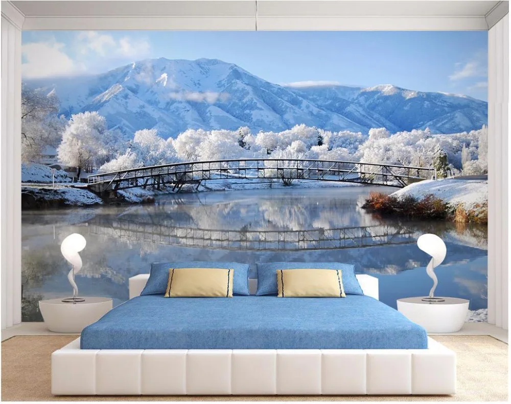 Kustom Foto Ruang 3d Wallpaper Mural Romantis Es Dunia Lukisan