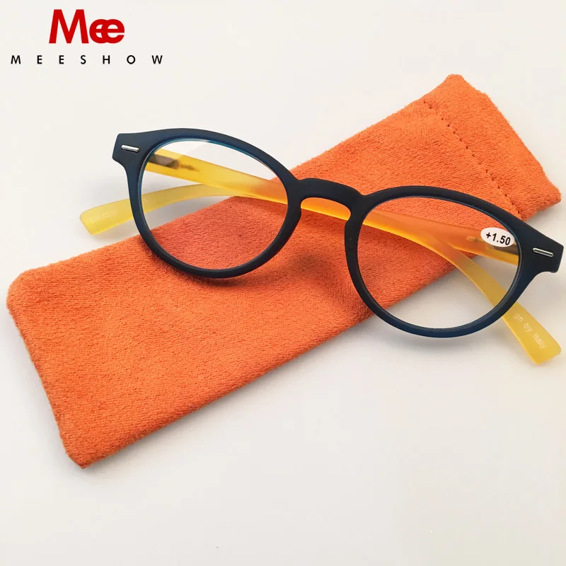 

Meeshow Soft touch Reading Glasses 1.25,Flex classic youthful round women reading glasses with case reading glasses