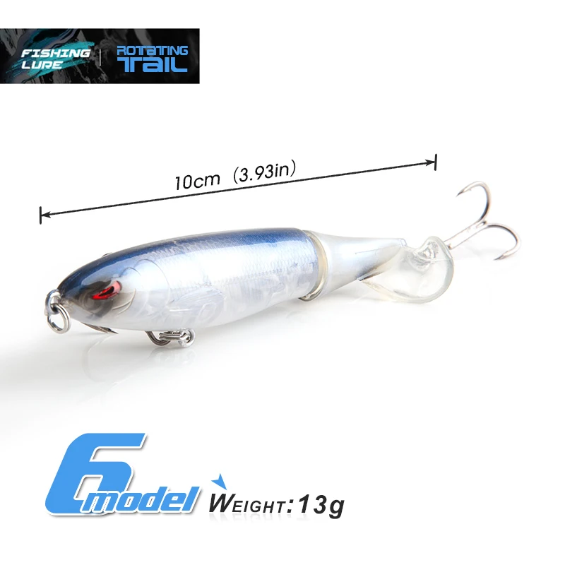 DONQL Minnow Rotating Tail Fishing Lure 10cm 13g With Soft Whirling Tail Treble Hooks Whopper Popper Topwater Fishing Baits      (13)