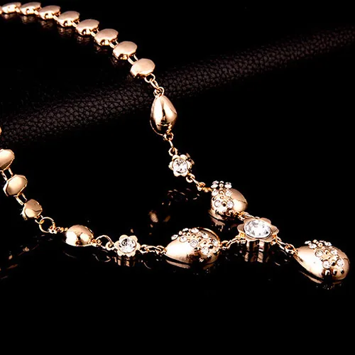 Banquet Flower Waterdrop Pendant Collar Necklace Bracelet Ring Earrings Wedding Party Elegant Jewelry Sets Women Valentine Gifts
