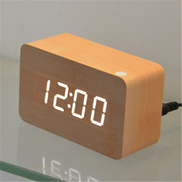 us $83.87 |home decor led alarm clock wood wooden digital clocks bedroom  mini desktop despertador desk table projector electronic clock-in alarm