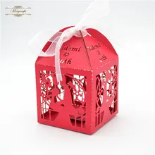 Элегантные на заказ лазерная резка пара свадебные коробки для конфет Резные узоры