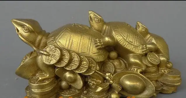 

free Folk Chinese Brass Wealth Yuanbao Longevity Shou Tortoise Turtle Animal Statue fast