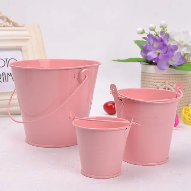 3 Size Pastoral Style Colourful Candy Mini Tin Buckets Floor Hanging Flower Pot Planters Garden Supplies