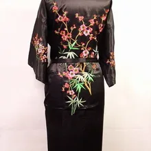 Модные женские ночные халаты атлас халат вышивка клубы бамбук банный халат китайское кимоно халат размеры s m l xl XXL, XXXL-WR003