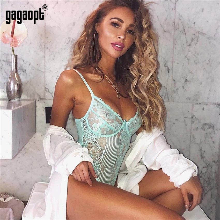 bodysuit women Gagaopt 2020 Spring 16 Colors Lace Bodysuit Women Floral Embroidery Bow Tie Hollow Out Sexy Bodysuit Jumpsuit Overalls Party long sleeve bodysuit