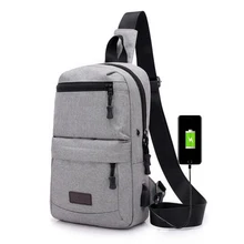 Новая модная мужская сумка на грудь Повседневная Холщовая Сумка простая сумка на одно плечо для мужчин USB интерфейс сумки через плечо mochila