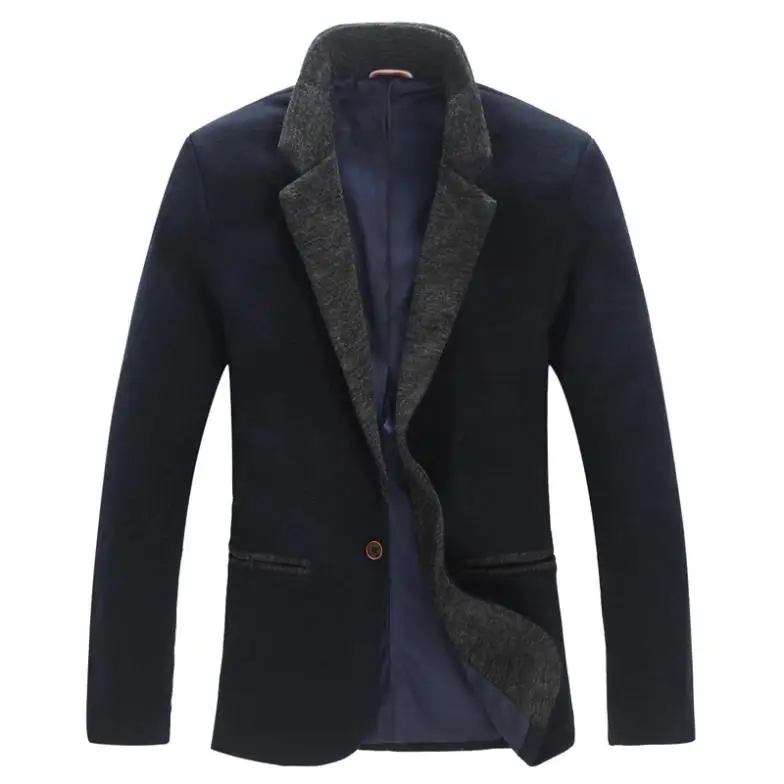 2015 New Blazer Jackets For Men Woolen Casual Plus Size Suit Man Winter Clothing Solid Long Sleeve One Button Coats Homme M-5XL |