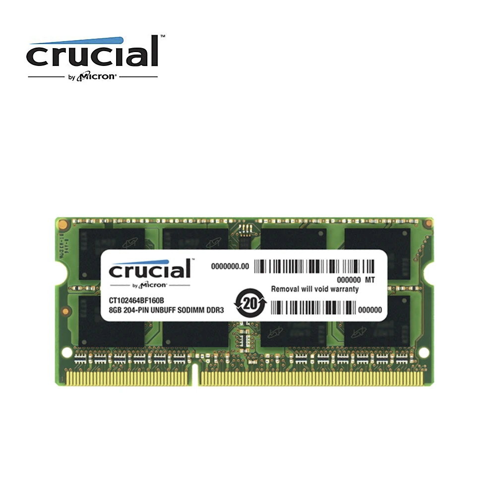 Vente Crucial mémoire ram ddr3 8g 1600 mhz 1.35 v CL11 204pin PC3 12800 Ordinateur Portable Mémoire RAM SODIMM