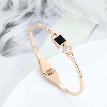 

Stainless Steel Love Bangle Jewelry Female Rose Gold Cuff Bracelets Bangles for Women with Crystal