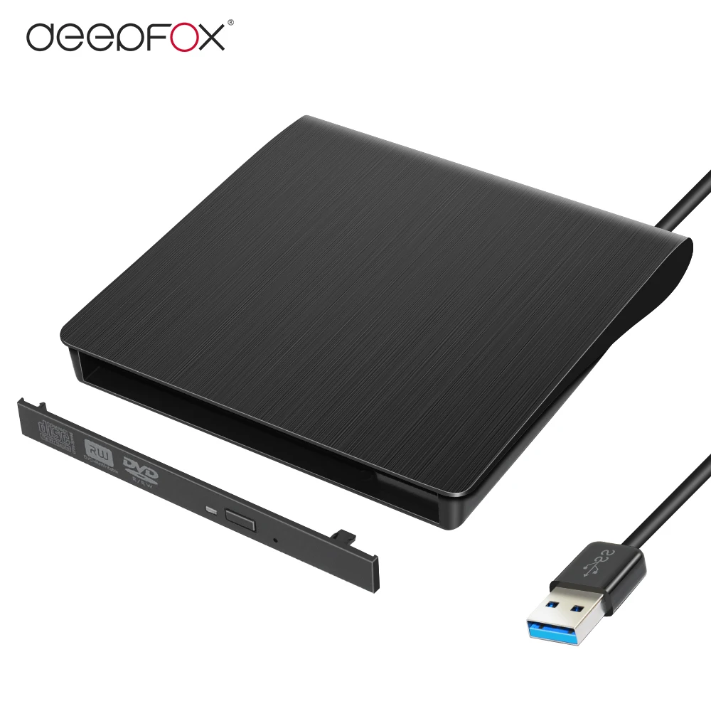 DeepFox тонкий жесткий пластиковый USB 3,0 SATA 9,5 мм Внешний DVD корпус CD-ROM чехол для ноутбука CD/DVD Оптический привод