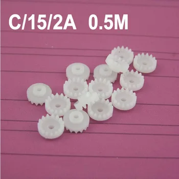 

(100pcs/lot) 0.5M Plastic Crown Gear Wheels C152A Toy Accessories 15 Teeth 2mm Tight Shaft Hole Gear