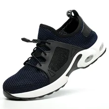 Легкая модная дышащая защитная обувь для мужчин со стальным носком, Нескользящие кроссовки, рабочие защитные ботинки 35-46