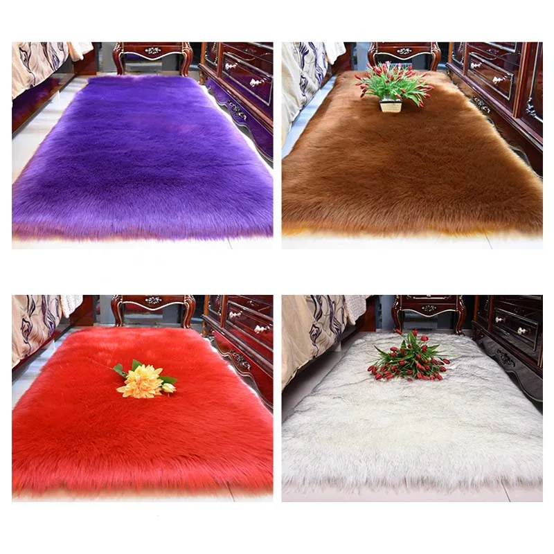 

Soft Warm Artificial Wool Fleece Carpet Throw Rug for Living Room Home Office Thicker Non-slip Mechanical Wash Footcloth