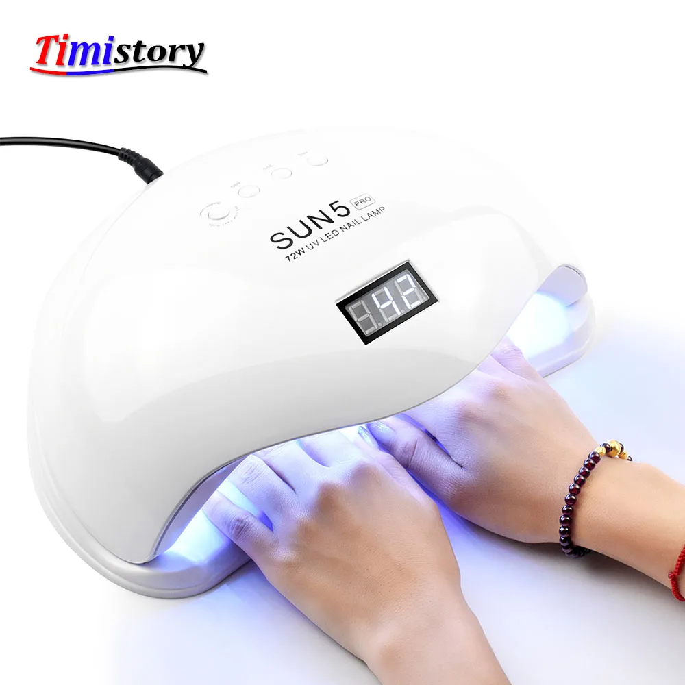 Online Lámpara UV 72 W SUN5 PRO LED lámpara de uñas para manicura dos lámpara 36 piezas perlas Led secador de uñas para curar uñas de Gel de uñas herramientas