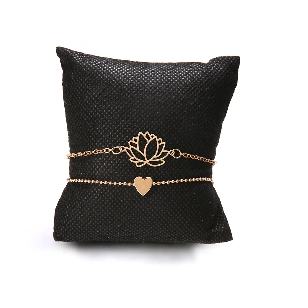 Rinhoo Новые простые женские полые золотые браслеты лотоса Рождественский браслет подарок для женщин классический тренд ювелирные изделия