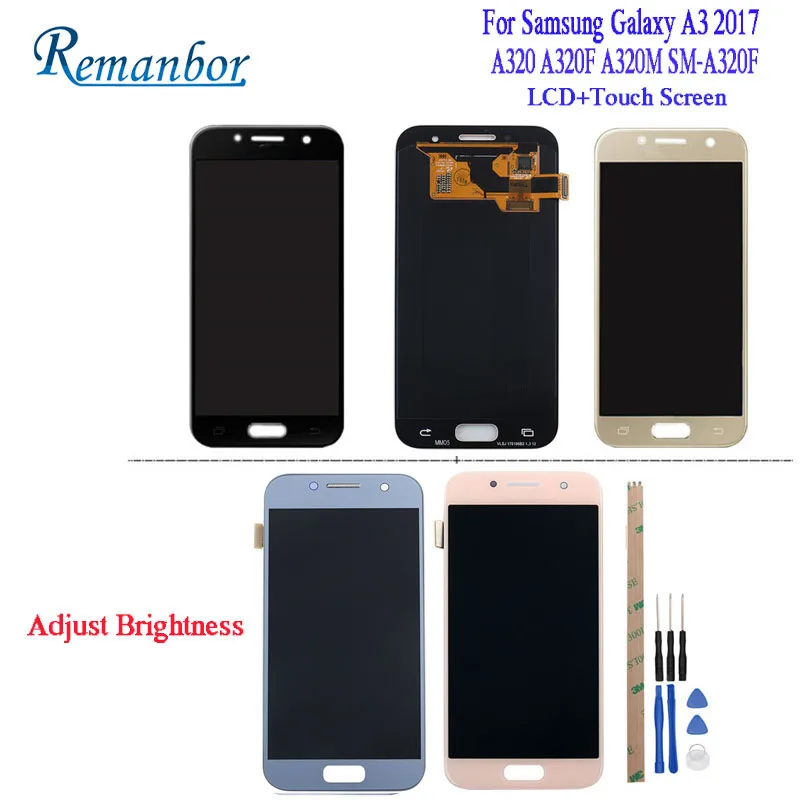 

Remanbor For Samsung Galaxy A3 2017 A320 A320F LCD Display and Touch Screen Digitizer Assembly 4.7 inch With Tools And Adhesive